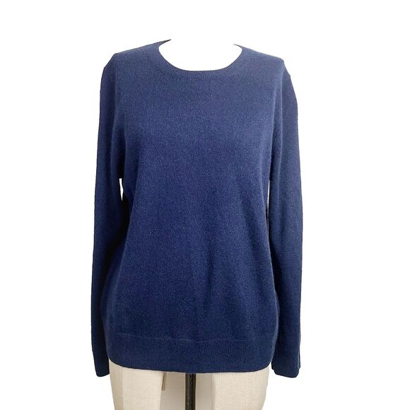 Quince Sweaters - Quince Mongolian Cashmere Sweater L Blue Crewneck Long Sleeve Relaxed Pullover
